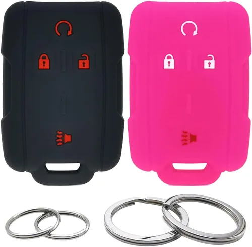 2 piezas fundas de silicona para control remoto de 4 botones, estuche protector sin llave compatible con Chevrolet Chevy Colorado Silverado Suburban
