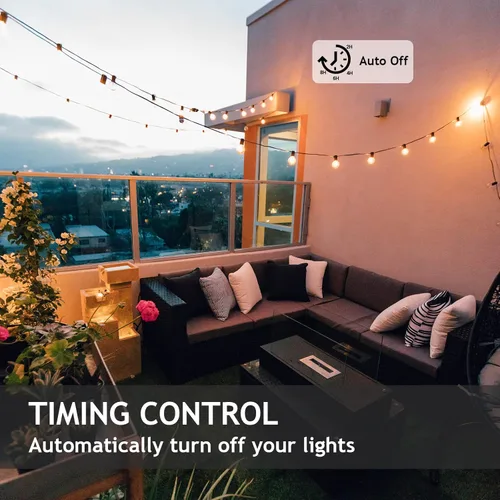 Miniatura 4 de Regulador de Intensidad para Luces de Cadena al Aire Libre, Enchufe Regulador de Luz con Control Remoto, Temporizador de Luz Impermeable