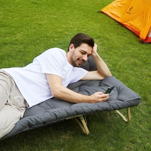 Miniatura 5 de Jamdok Cubrecolchón para cuna de campamento, cama de caravana, camas individuales estrechas (75 x 30 pulgadas), almohadilla acolchada gruesa