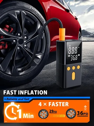 Miniatura 2 de Bomba de Aire Portátil para Neumáticos de Coche 150 PSI, Bomba de Neumáticos para Coche 4 Veces Más Rápida con Pantalla Digital de Valores Duales