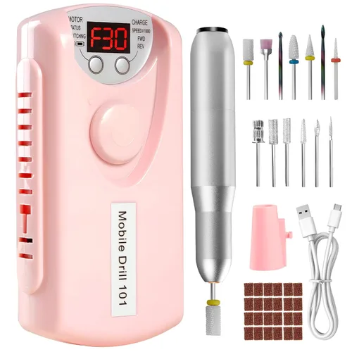 Miniatura 9 de Droyek Máquina Taladro Eléctrico de Uñas Lima Eléctrica Kit de Lima de Uñas para Principiantes Uñas de Gel Acrílico Manicura Pedicura Herramienta