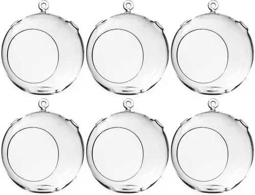 Miniatura 26 de WGV Globo de terrario colgante, ancho 5 pulgadas, altura 6 pulgadas, maceta de aire para suculentas, florero de vidrio transparente con parte