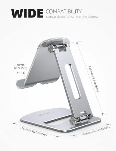 Miniatura 5 de Lamicall Soporte ajustable para tablet – Base plegable para teléfono, soporte giratorio de 360°, para tabletas de 4.7 a 13 pulgadas, iPad Pro 11