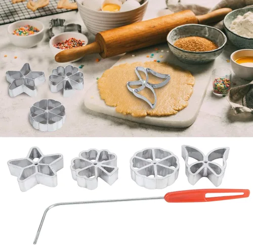 Miniatura 6 de Moldes de hierro para gofres de rosetón de flores, innovadores para impresión de pasteles, galletas, moho de pastelería con mango para postre