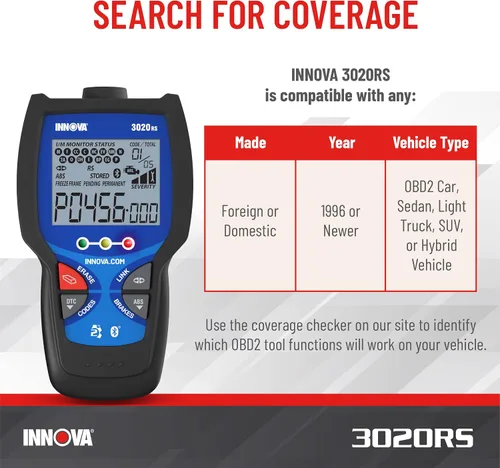 Miniatura 3 de INNOVA 3020RS Lector de códigos de motor de verificación rápido y fácil de usar, herramienta de escaneo OBD2 para ABS Clear con recomendaciones