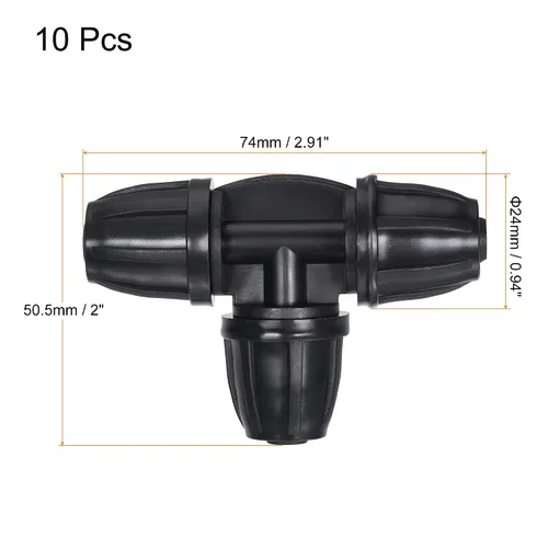 Miniatura 2 de MECCANIXITY Camiseta de púas para riego por goteo, ajuste de 3 vías, tubo de 0.315 in/0.433 in para cinta de goteo de jardín, sistema de rociadores