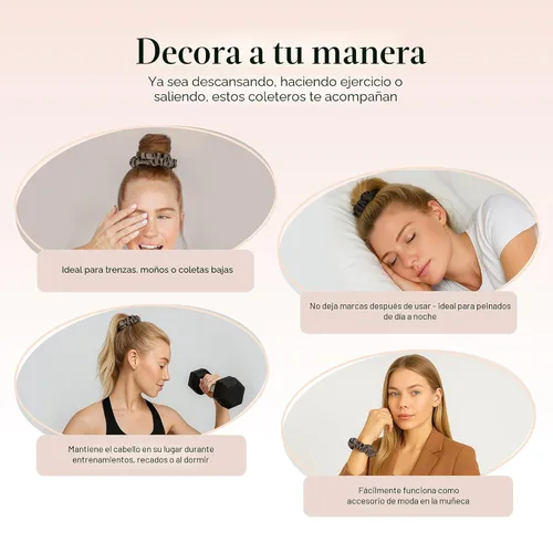 Miniatura 5 de Kitsch Coleteros de satén ultra pequeños para mujer, sin arrugas, sin encrespamiento, para dormir, más suaves que los coleteros de seda suaves