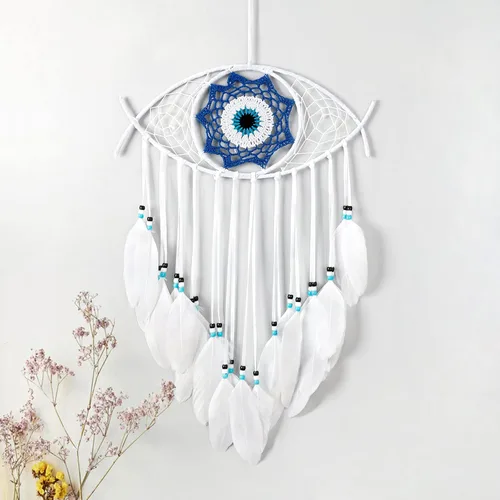 Miniatura 8 de Dremisland Atrapasueños de mal de ojo, atrapasueños azul y negro, hecho a mano, plumas de mal de ojo, adorno colgante de pared, decoración del hogar