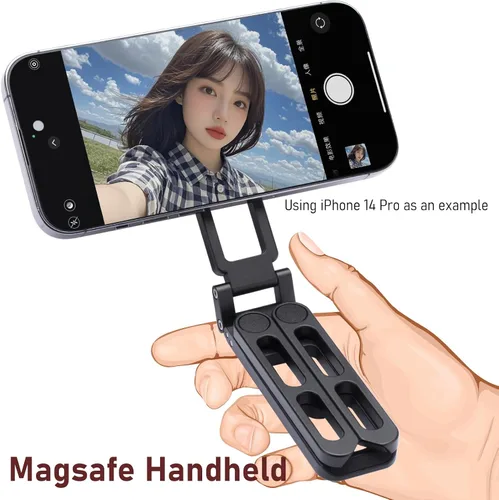 Miniatura 4 de Trípode de bolsillo compatible con MagSafe, sujeción magnética resistente, altura ajustable para teléfonos MagSafe, ideal para vlogging