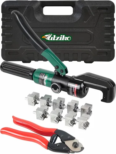 Miniatura 7 de Pinza Hidráulica para Lengüetas de Cable 10 TON USA 12 AWG a 00 (2/0) Kit de Herramienta de Alambre y Terminal de Cable Eléctrico con 9 Troqueles