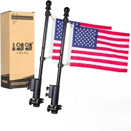 10L0L Soporte para bandera de carrito de golf, kit de asta de bandera para Yamaha Club Car DS/Precedent y EZGO TXT/RXV, bandera de Estados Unidos