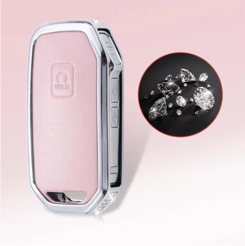 Miniatura 5 de Compatible with Kia Key Fob Cover with Keychain Genuine Leather Crystal Key Protector