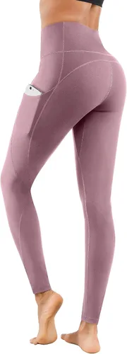Lingswallow - Pantalones deportivos de tiro alto para yoga, diseño elástico en 4 direcciones con control de abdomen y bolsillos, leggings para