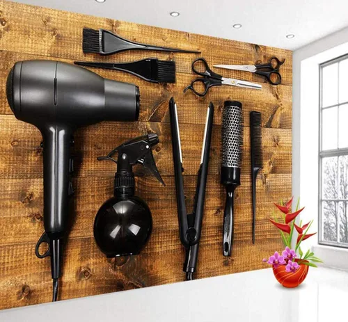 Miniatura 3 de LUVISS Papel pintado de pared 3D para peluquería y peluquería, papel pintado con tijeras para secador de pelo, impresión fotográfica, mural