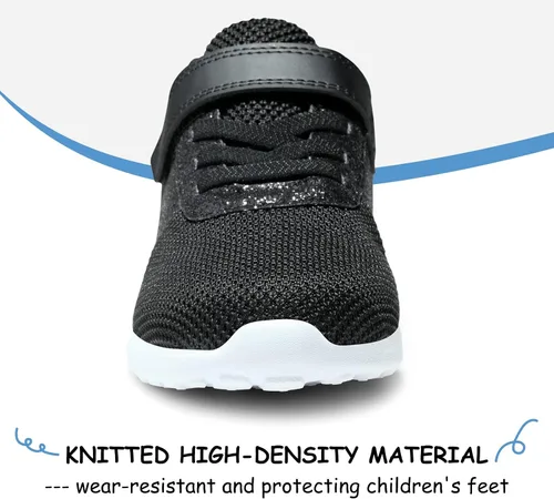 Miniatura 2 de Harvest Land - Tenis para niñas con brillantina y diseño de malla transpirable con gancho y lazo para correr (niños pequeñosniños grandes)