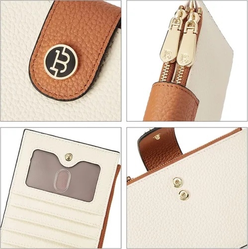 Miniatura 4 de BOSTANTEN Billeteras de cuero para mujer con bloqueo RFID tarjetero delgado con bolsillo con cremallera