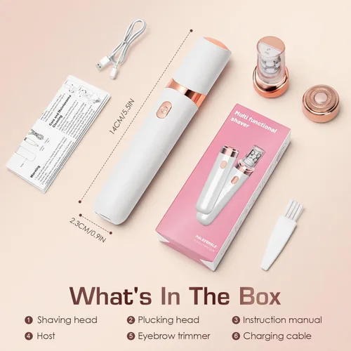 Pro 3.0 - Depiladora facial para mujer, 2 en 1, sin dolor, para cara, cejas, labios, barbilla, brazos, axilas (blanco)