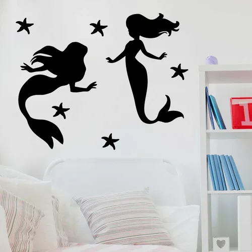 Miniatura 3 de Juego de adhesivos de pared con silueta de sirena (gris)
