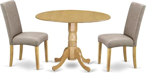 Miniatura 18 de East West Furniture DLDR5-BLK-24 - Juego de mesa de comedor moderno de 5 piezas, incluye una mesa redonda de madera con gotas y 4 sillas tapizadas