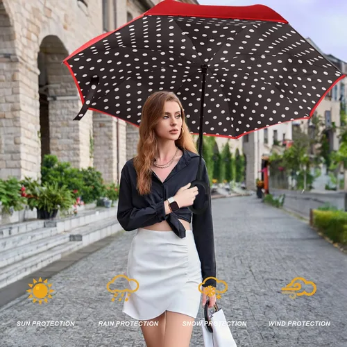 Miniatura 143 de MRTLLOA - Paraguas invertido de gran tamaño de 40/49/56 pulgadas - Sombrilla doble capa resistente al viento, con mango en forma de C y tamaño golf