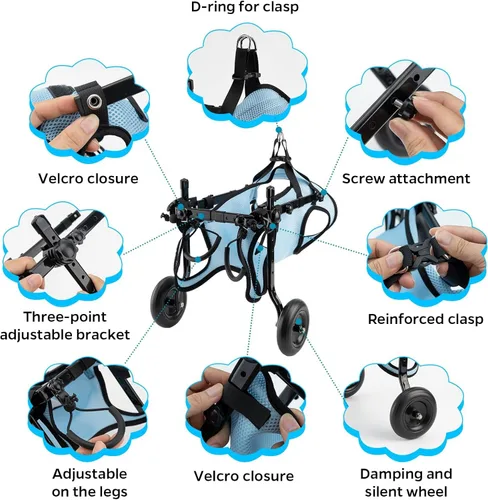 Miniatura 2 de celestaura Silla de ruedas para perros para patas traseras, carrito para silla de ruedas para perros, sillas de ruedas para perros y gatos con patas