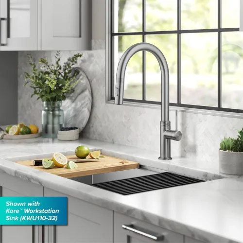 Miniatura 13 de KRAUS Oletto - Grifo de cocina moderno industrial con una sola manija extraíble de acero inoxidable libre de manchas, KPF-2654SFS Acero inoxidable