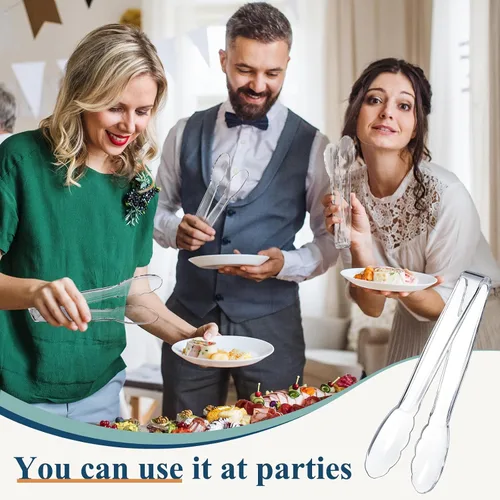Miniatura 6 de Tessco for you 50 pinzas de plástico para servir a granel, pinzas desechables de plástico de 9 pulgadas, pinzas de ensalada resistentes para cocina