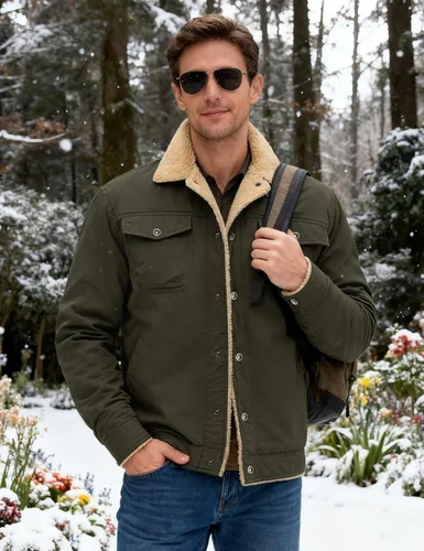 Miniatura 2 de MAGNIVIT Chaqueta cargo de algodón para hombre, chaqueta de trabajo con forro polar Sherpa de invierno con 5 bolsillos