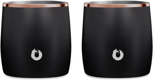 SNOWFOX Vasos Whiskey Rocks de acero inoxidable con aislamiento al vacío de alta calidad, juego de 2, Old Fashioned, whisky, vasos lowball, elegante