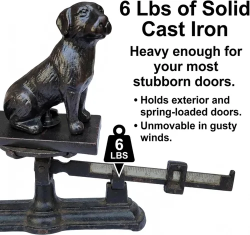 Miniatura 4 de LuLu Decor, Tope de puerta de perro de hierro fundido, topes de puerta de peso 6 libras (negro)
