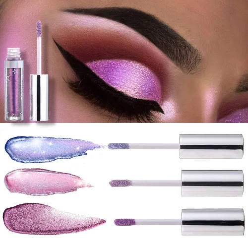 Miniatura 5 de Sombra de ojos líquida de 12 colores de larga duración, impermeable, brillante, brillante, brillante, líquido mate, sombra de ojos líquida plateada