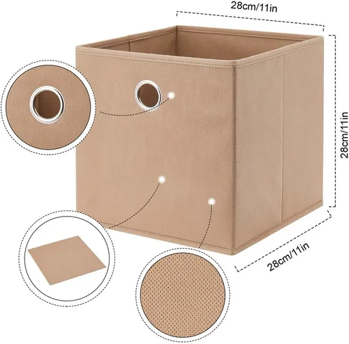 Miniatura 4 de QY-SC19-6 - 6 cubos de almacenamiento plegables de tela de 11 x 11 x 11 pulgadas, para organizadores del hogar, cajones de almacenamiento