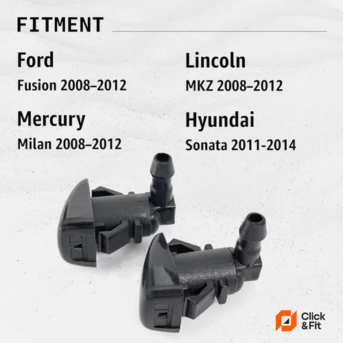 Miniatura 2 de Click&Fit Boquillas para limpiaparabrisas compatible con Ford Fusion 2008 2009 2010 2011 2012, Lincoln MKZ, Mercury Milan. El kit de chorro
