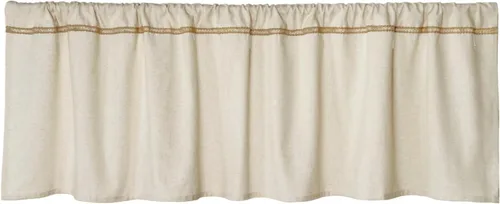 Miniatura 10 de Cenefa de lino de algodón para ventanas con ribete de encaje de arpillera rústica de 12 pulgadas, cenefa de cocina con bolsillo para barra, cortina