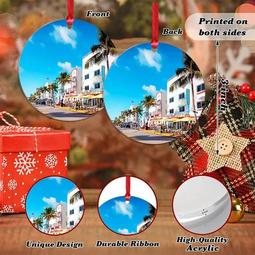 Miniatura 2 de Adornos de Navidad de California Estados Unidos, paisaje urbano de Los Ángeles, adornos de árbol de Navidad, adornos de Navidad personalizados