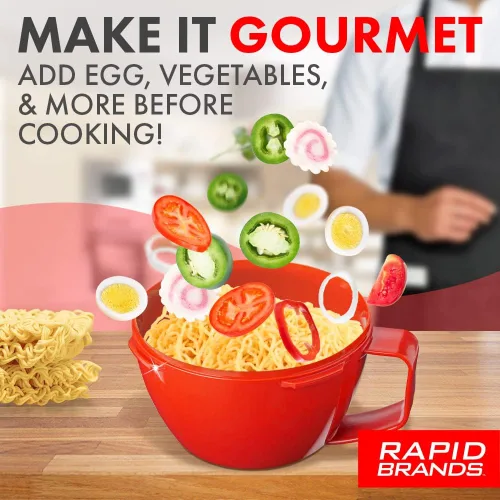 Miniatura 4 de Rapid Plastic - Tazón de fideos o sopas de plástico Sopa y fideos para microondas en cuestión de minutos, perfecto para dormitorio, cocina pequeña