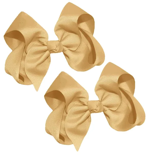 Miniatura 39 de WEBB DIRECT2U Juego de dos lazos para el pelo de grogrén sólido de 4 pulgadas, pinzas de cocodrilo, color verde manzana