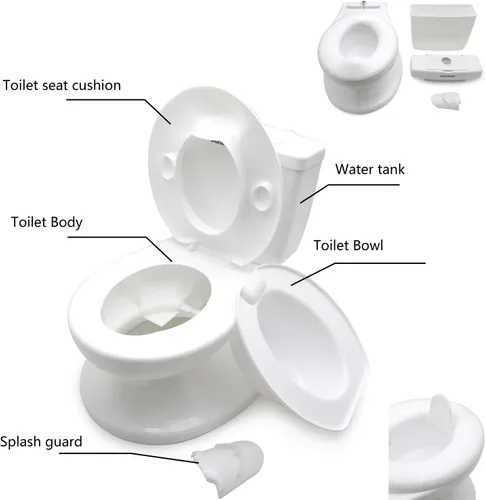 Miniatura 3 de Inodoro clásico portátil blanco realista para niños pequeños con sonido de descarga para silla de bebé asiento infantil [P/N: ET-BABY004-WHITE]