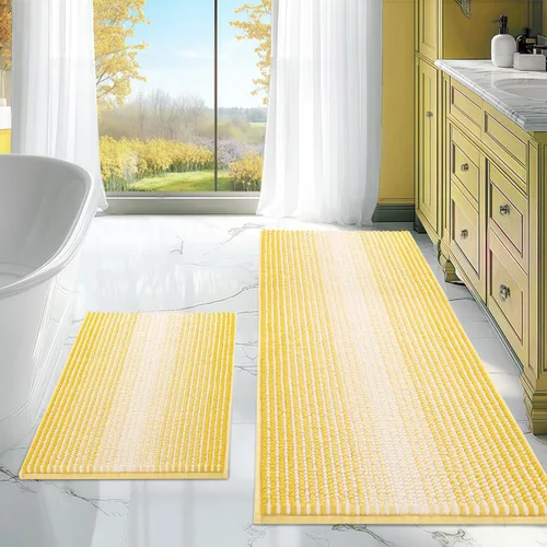 Miniatura 127 de Juegos de Alfombras y Tapetes para Baño, Juego de Alfombra de Baño de Felpilla Gruesa Absorbente de 2 Piezas Antideslizante, Tapetes Suaves