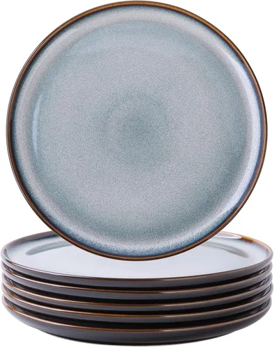 Miniatura 16 de LERATIO juego de platos de cerámica, 6 unidades, 8.5 pulgadas, platos de porcelana ligeros con esmalte reactivo para ensalada, juego de platos