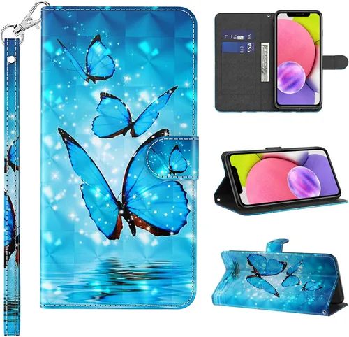 Funda para Samsung Galaxy S22, cartera Flip Folio lindo 3D pintado de dibujos animados PU Funda de cuero PU para niñas mujeres ranuras para tarjetas