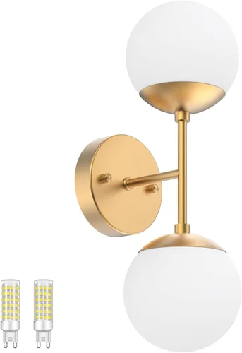 Miniatura 12 de Tipace Aplique de pared dorado 1 luz, aplique de pared globo moderno de mediados de siglo, lámpara de pared dorada para restaurante, sala de estar