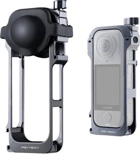 PGYTECH Jaula para cámara Insta360 X4 Air, funda protectora de aleación de aluminio con perilla de liberación rápida, soporte de zapata fría