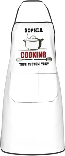 Miniatura 11 de WAYABO Delantal personalizado con bolsillos Adulto Unisex Cocina Delantal Personalizado Personalizado Con Nombre Texto Foto