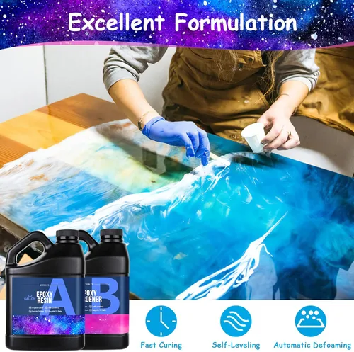 Miniatura 3 de KISREL Resina epoxi de 1 galón – Kit de resina epoxi transparente con 20 pigmentos y 20 colores de polvos de mica, sin amarillamiento, sin burbujas