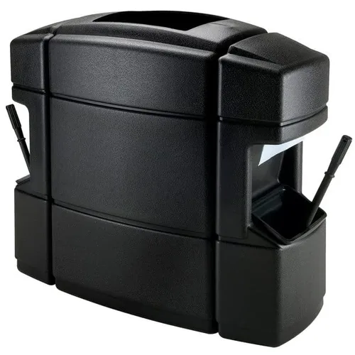 Miniatura 14 de Contenedor de basura negro de 28 galones con dispensador de toallas, escobilla de goma y estación de lavado de parabrisas, cubo de basura, papelera