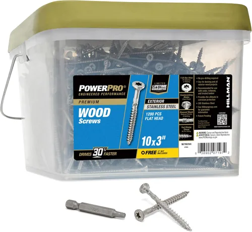 Miniatura 14 de Power Pro 48625 Tornillos para madera, #8 x 1, tornillos marinos de acero inoxidable premium, resistentes a la corrosión, acero inoxidable, tubo