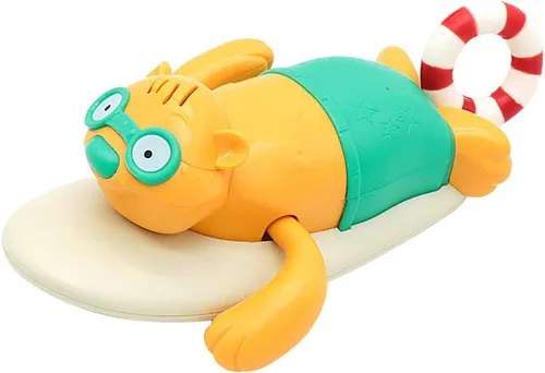 Pull String Baby Bath Toy Pull & Go Beaver Lindo Castor de surf Castor de natación Castor Windup Reloj Juguete de bañera para niños pequeños (azul)