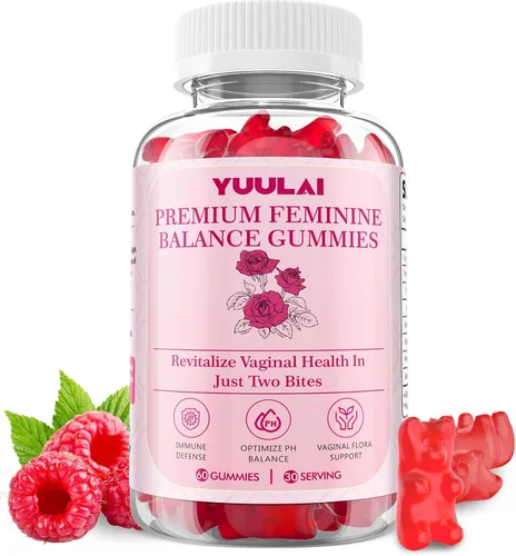 Gomitas de equilibrio femenino premium, gomitas femeninas de piña hawaiana para mujeres, equilibrio de pH y salud vaginal, veganas, 60 gomitas