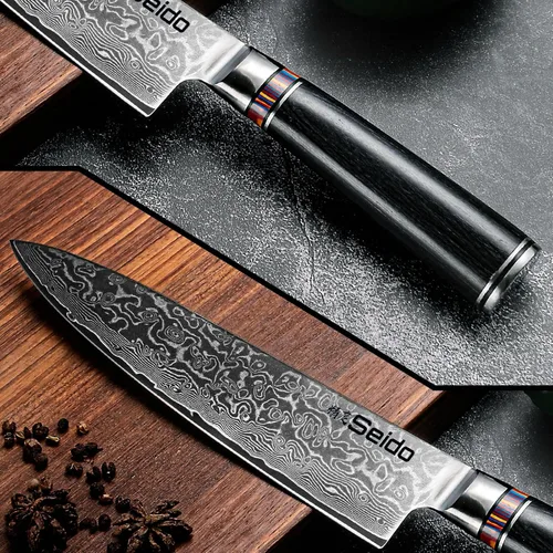 Miniatura 3 de Juego de cuchillos profesionales clásicos de 8 piezas, cuchillas de acero VG-10, juego de cuchillos de cocina, juego de cuchillos para cocina